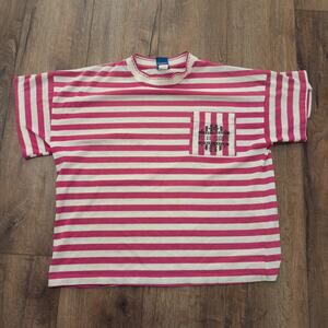 VTG OP Ocean Pacific Men's Large Stripe Shirt Surf Skate Sailing‎ Fish Beach USA